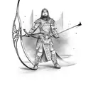 Warrior with bow shooting arrow. tattoo design idea