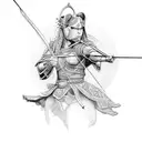 Warrior with bow shooting arrow. tattoo design idea