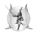 Warrior with bow shooting arrow. tattoo design idea