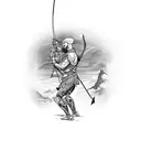 Warrior with bow shooting arrow. tattoo design idea