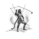 Warrior with bow shooting arrow. tattoo design idea