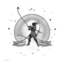 Warrior with bow shooting arrow. tattoo design idea