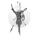 Warrior with bow shooting arrow. tattoo design idea