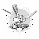 Bugs Bunny shoots a gun and bites a carrot tattoo design idea