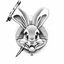 Bugs Bunny shoots a gun and bites a carrot tattoo design idea