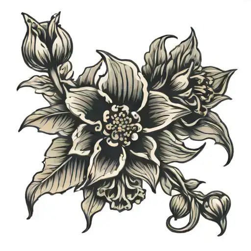 holly berry and daffodil flowers tattoo design idea