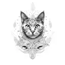 3 headed cat tattoo design idea