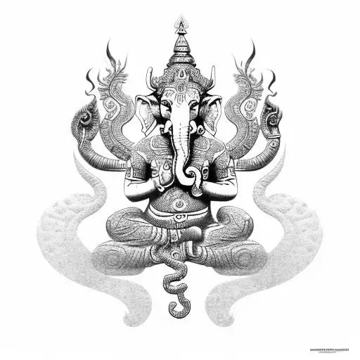 Mix with Quetzalcoatl, Ganesha, Thailand Tigers, Quetzal and eagle tattoo design idea