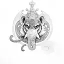 Mix with Quetzalcoatl, Ganesha, Thailand Tigers, Quetzal and eagle tattoo design idea