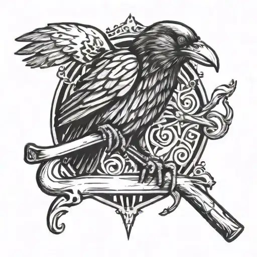 crow holding crowbar tattoo design idea