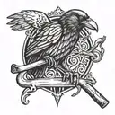 crow holding crowbar tattoo design idea