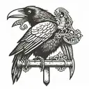 crow holding crowbar tattoo design idea
