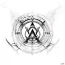 assassin creed Vikings with the portal and the hawk  tattoo design idea