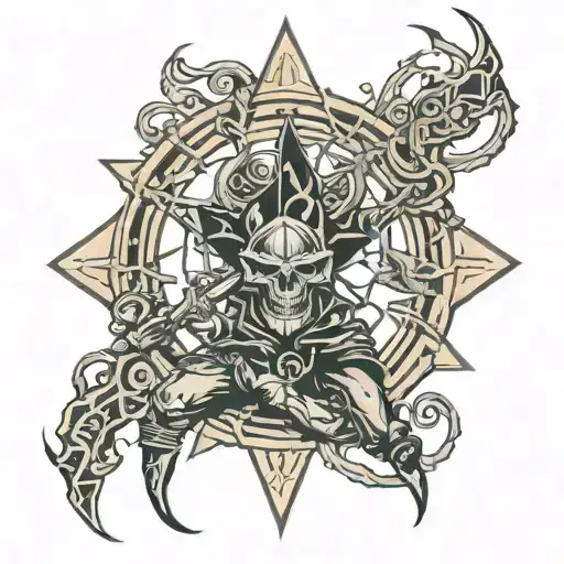 rogue diablo video game with pentagram tattoo design idea