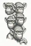 3 wise monkeys representing the personalities tattoo design idea