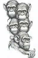 3 wise monkeys representing the personalities tattoo design idea