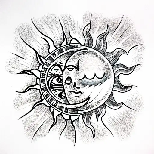 Sun and Moon tattoo design idea