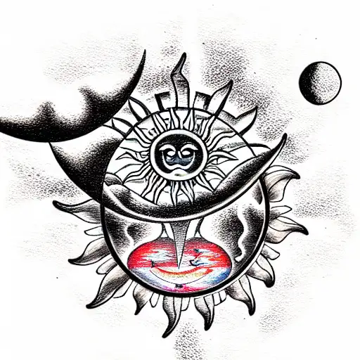 Sun and Moon tattoo design idea