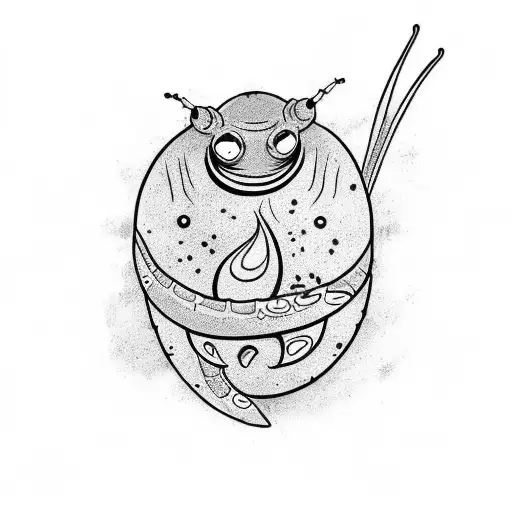  Certainly! Here's a tattoo design inspired by the show Slugterra, with the main focus on Burpy the slug and additional  tattoo design idea