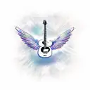 A guitar with wings and a halo tattoo design idea