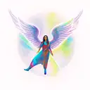 A guitar with wings and a halo tattoo design idea