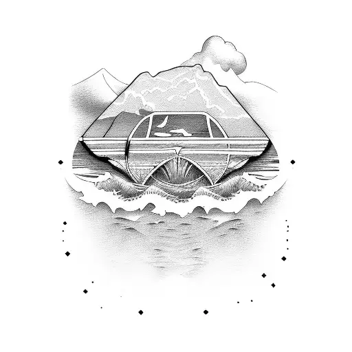 beach surf Hawaii adventure tattoo design idea