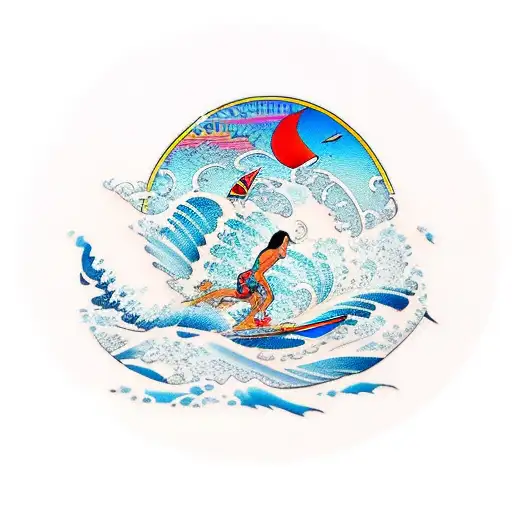 surfer beach it in hawaii tattoo design idea