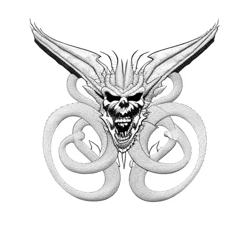 dragon with logo of band the rock "Metallica" tattoo design idea