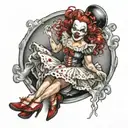 full body clown pin up girl tattoo design idea