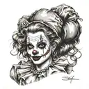 full body clown pin up girl tattoo design idea