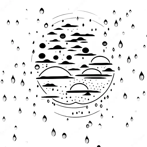 raindrops and moon tattoo design idea