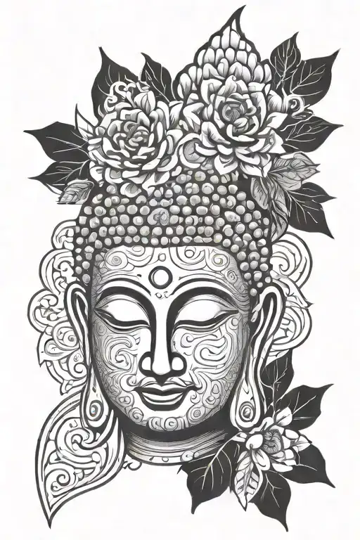 buddha face tattoo design idea