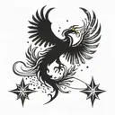 Scorpio constellation with phoenix rising from the ashes tattoo design idea