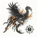 Scorpio constellation with phoenix rising from the ashes tattoo design idea
