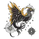 Scorpio constellation with phoenix rising from the ashes tattoo design idea