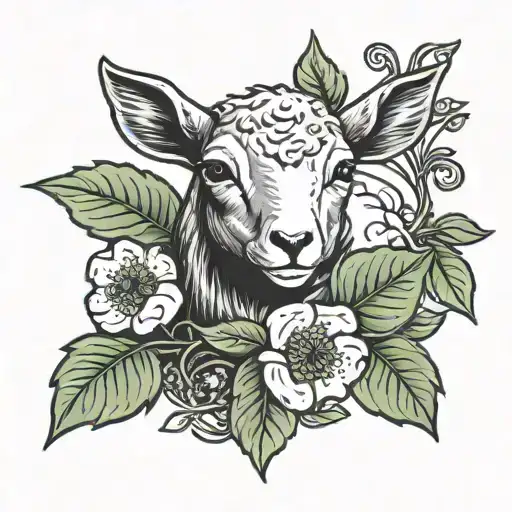 tattoo banner with fig leaf a lamb and a worm tattoo design idea