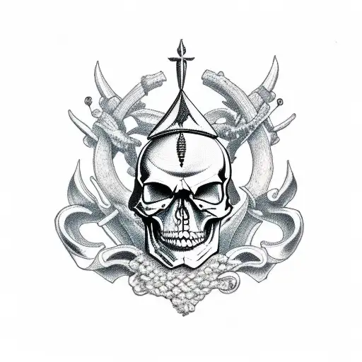 Skull and dagger  tattoo design idea