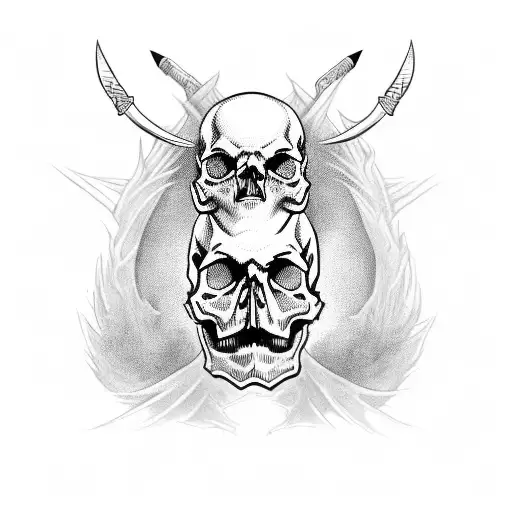 Skull and dagger  tattoo design idea