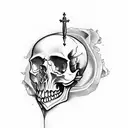 Skull and dagger  tattoo design idea