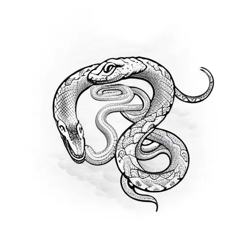Snake surrounded by roses tattoo design idea