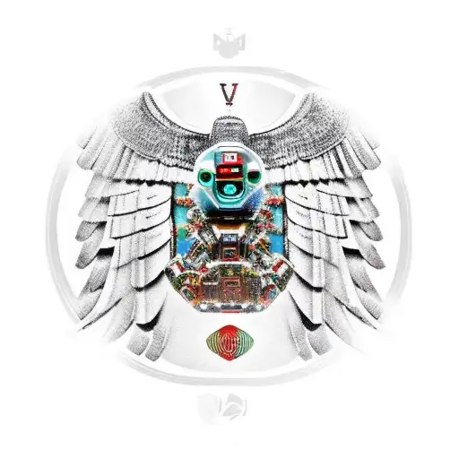 robot Mexican eagle  tattoo design idea