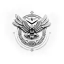 robot Mexican eagle  tattoo design idea