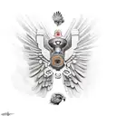 robot Mexican eagle  tattoo design idea