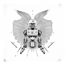 robot Mexican eagle  tattoo design idea