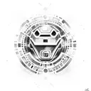 robot Mexican eagle  tattoo design idea