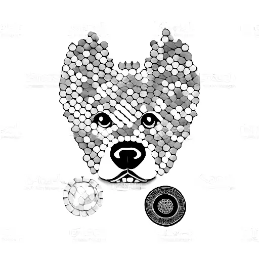 A dog silhouette formed by poker chips and surrounded by coffee beans tattoo design idea
