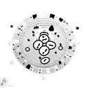 A dog silhouette formed by poker chips and surrounded by coffee beans tattoo design idea