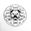A dog silhouette formed by poker chips and surrounded by coffee beans tattoo design idea