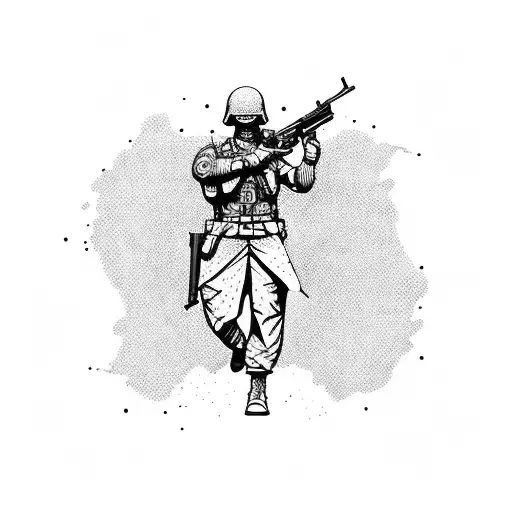 Soldier silhouette holding a gun tattoo design idea