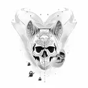 Skull with wolf tattoo design idea